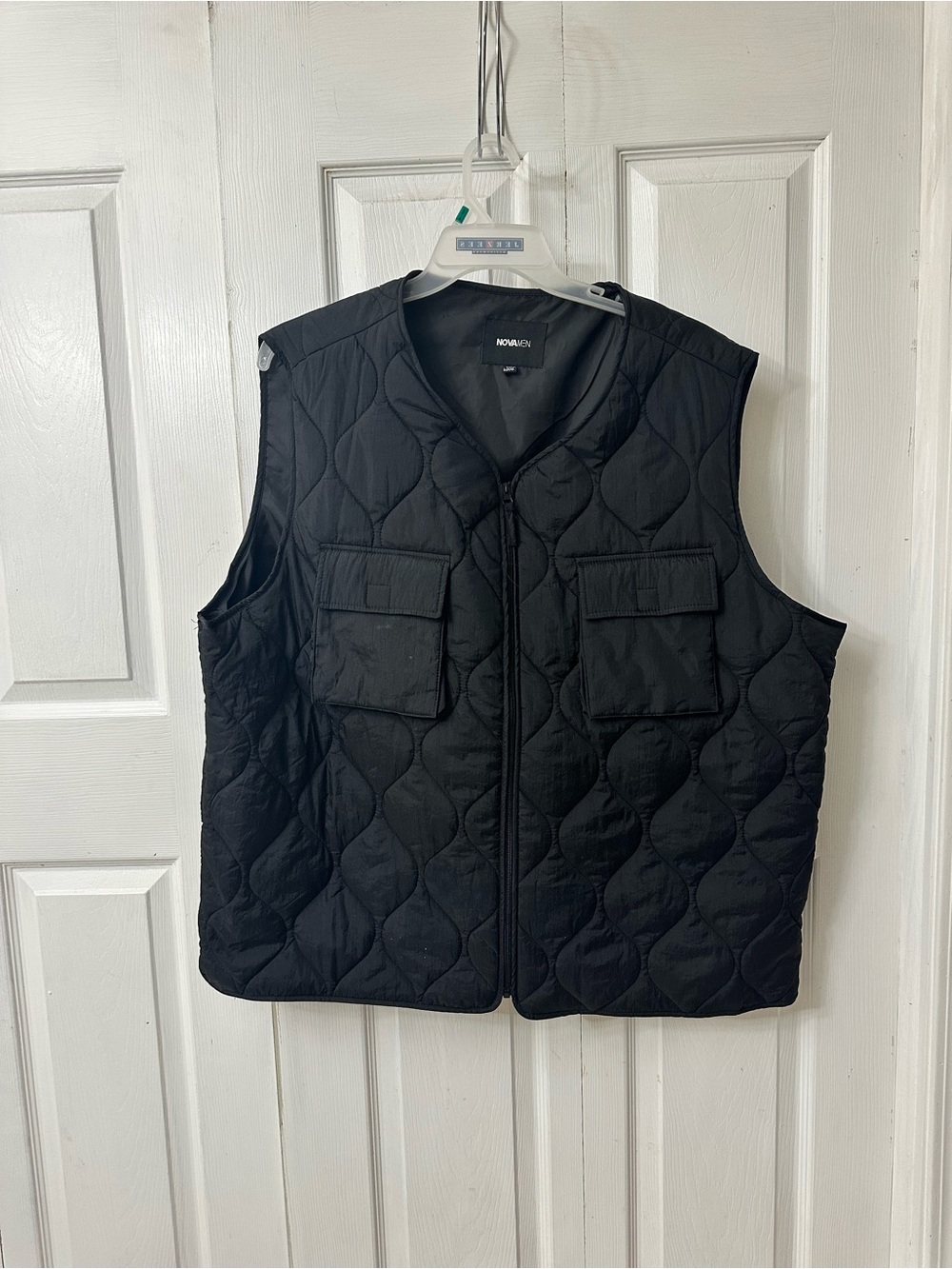 Fashion Nova Black Quilted Utility Vest for Men
